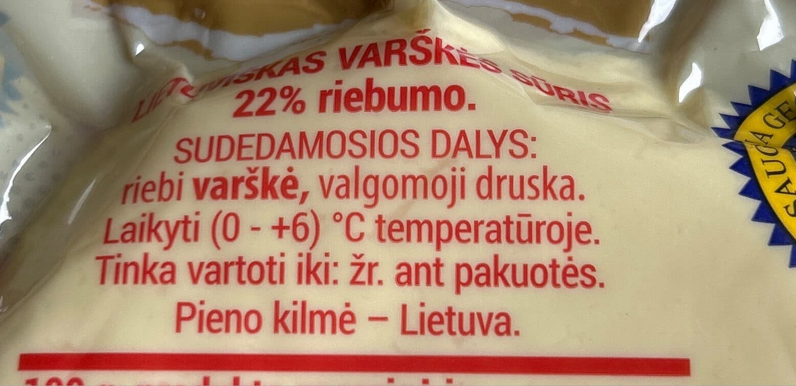Žagarės pieninė Lietuviškas varškės sūris packshot