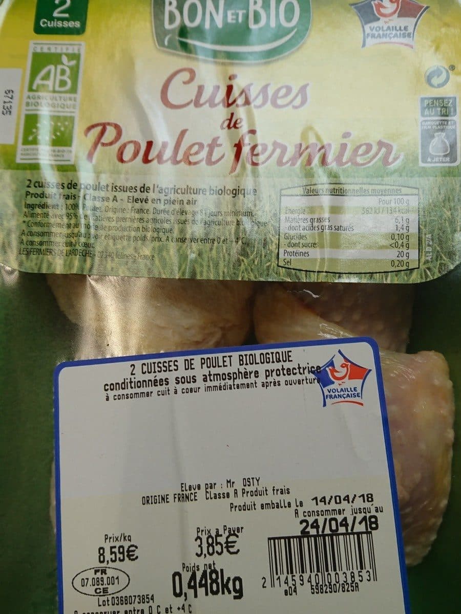 Bon et Bio Cuisses de poulet fermier packshot