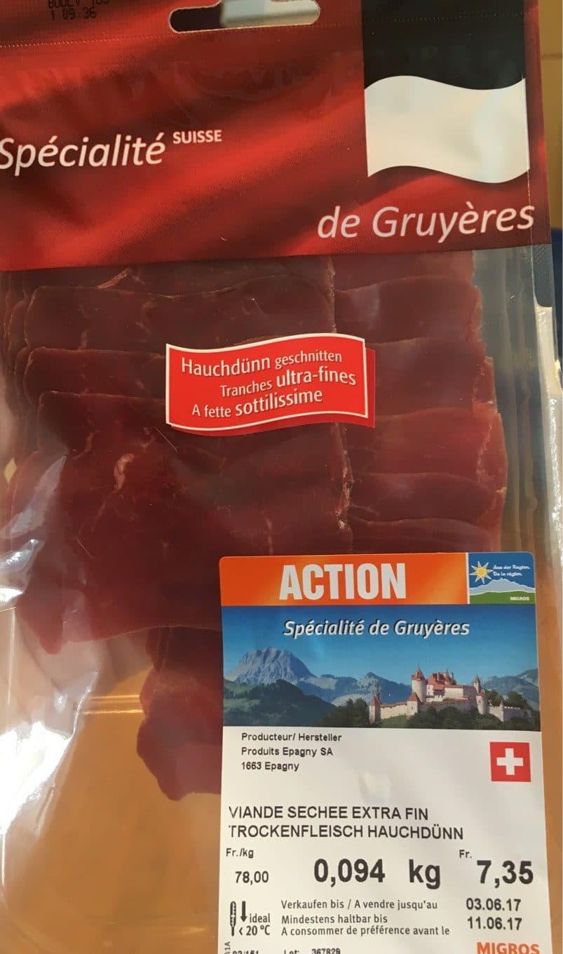 Migros Viande sechée extra fin packshot