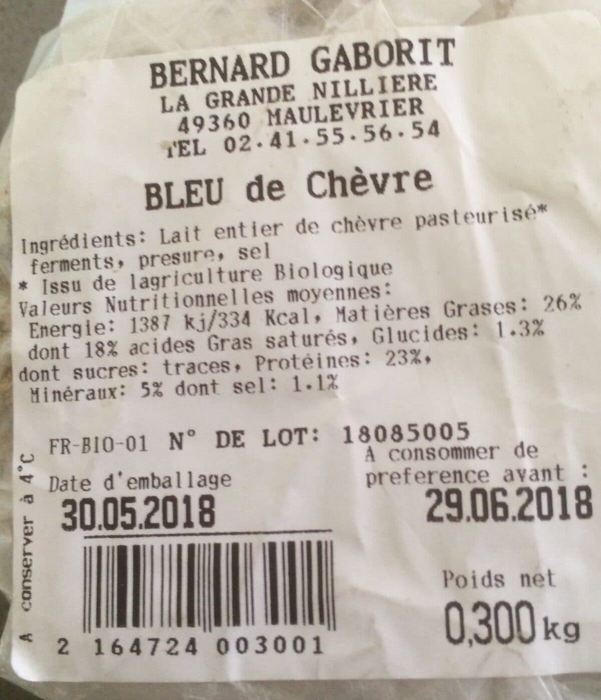 Open Food Facts Bleu de Chèvre packshot