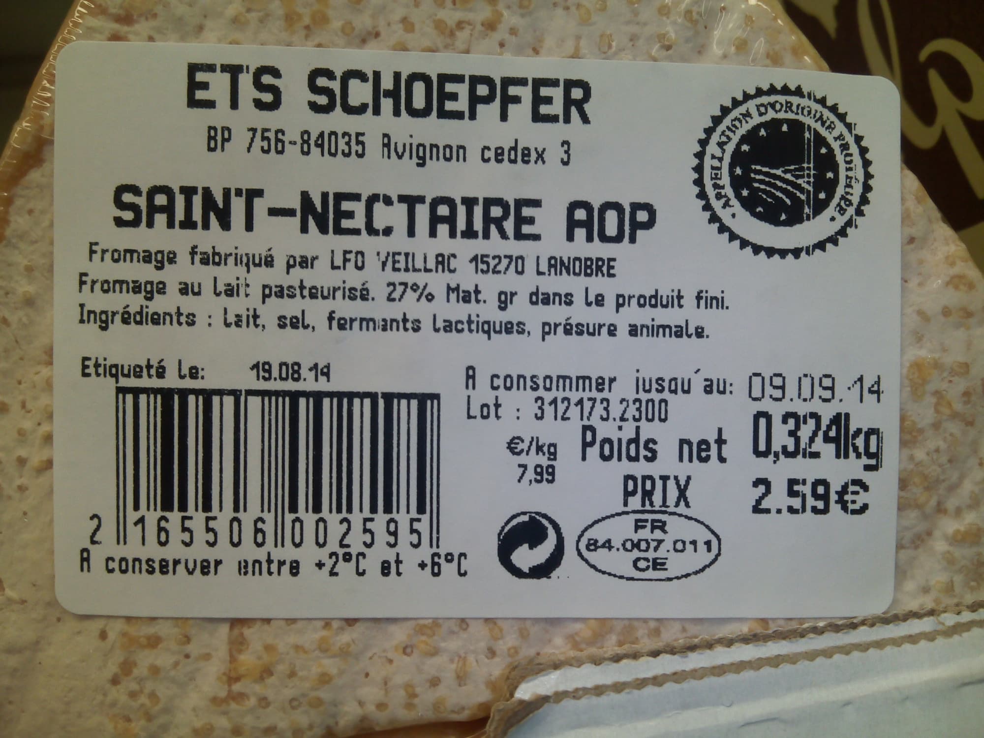 Open Food Facts Saint nectaire laitier packshot