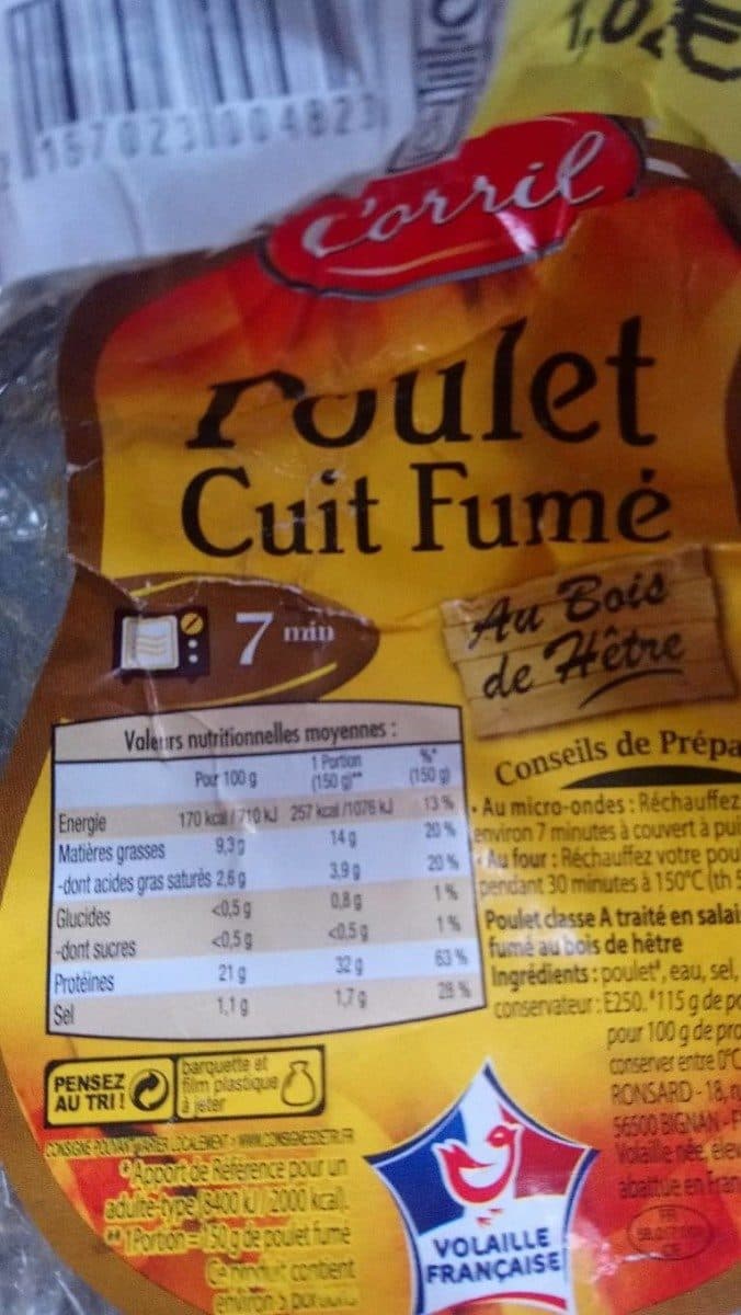 Open Food Facts Poulet cuit fumé packshot