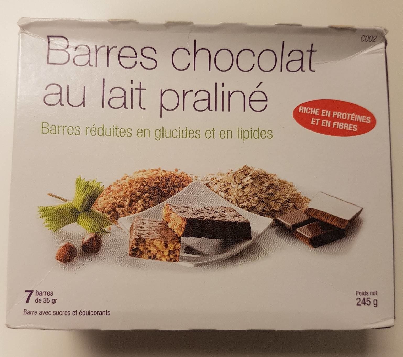 Comme J'aime Barres chocolat au lait praliné packshot