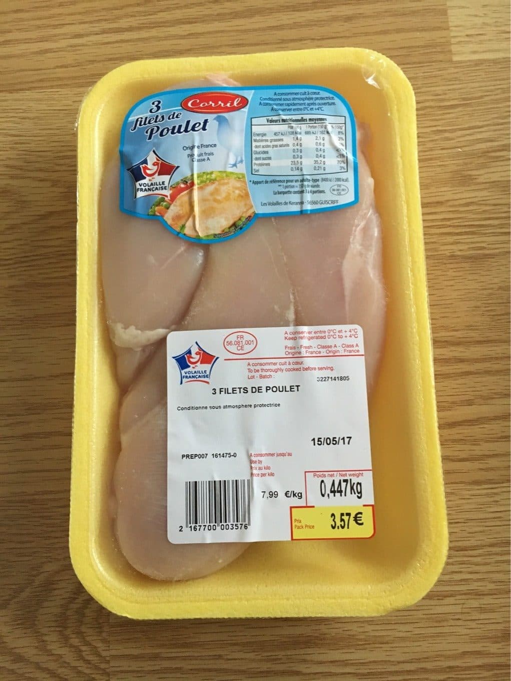 Corril 3 filets de poulet packshot