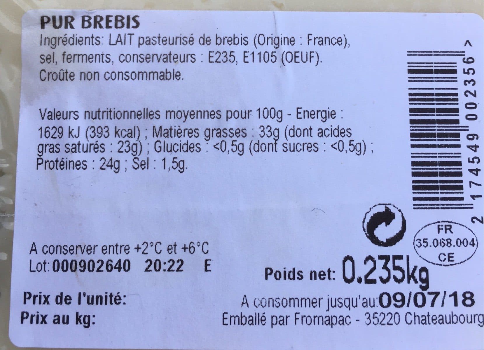 Fromapac Pur brebis packshot
