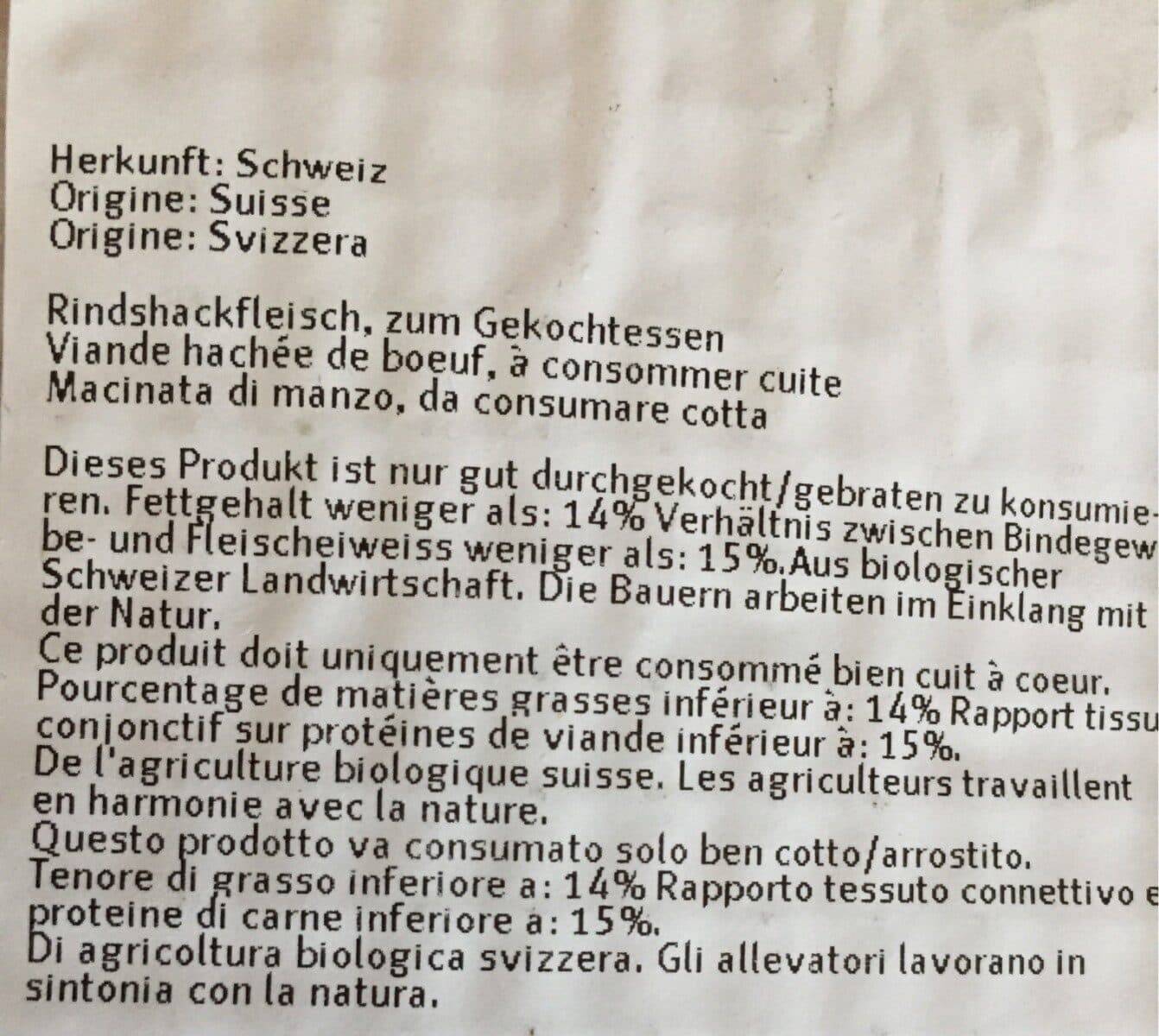 Migros Viande hachée de bœuf packshot