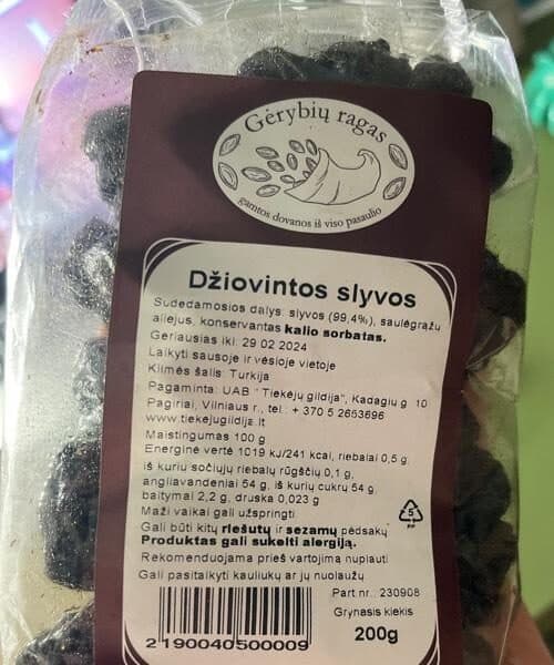 Gerybiu ragas Dziovintos slyvos packshot