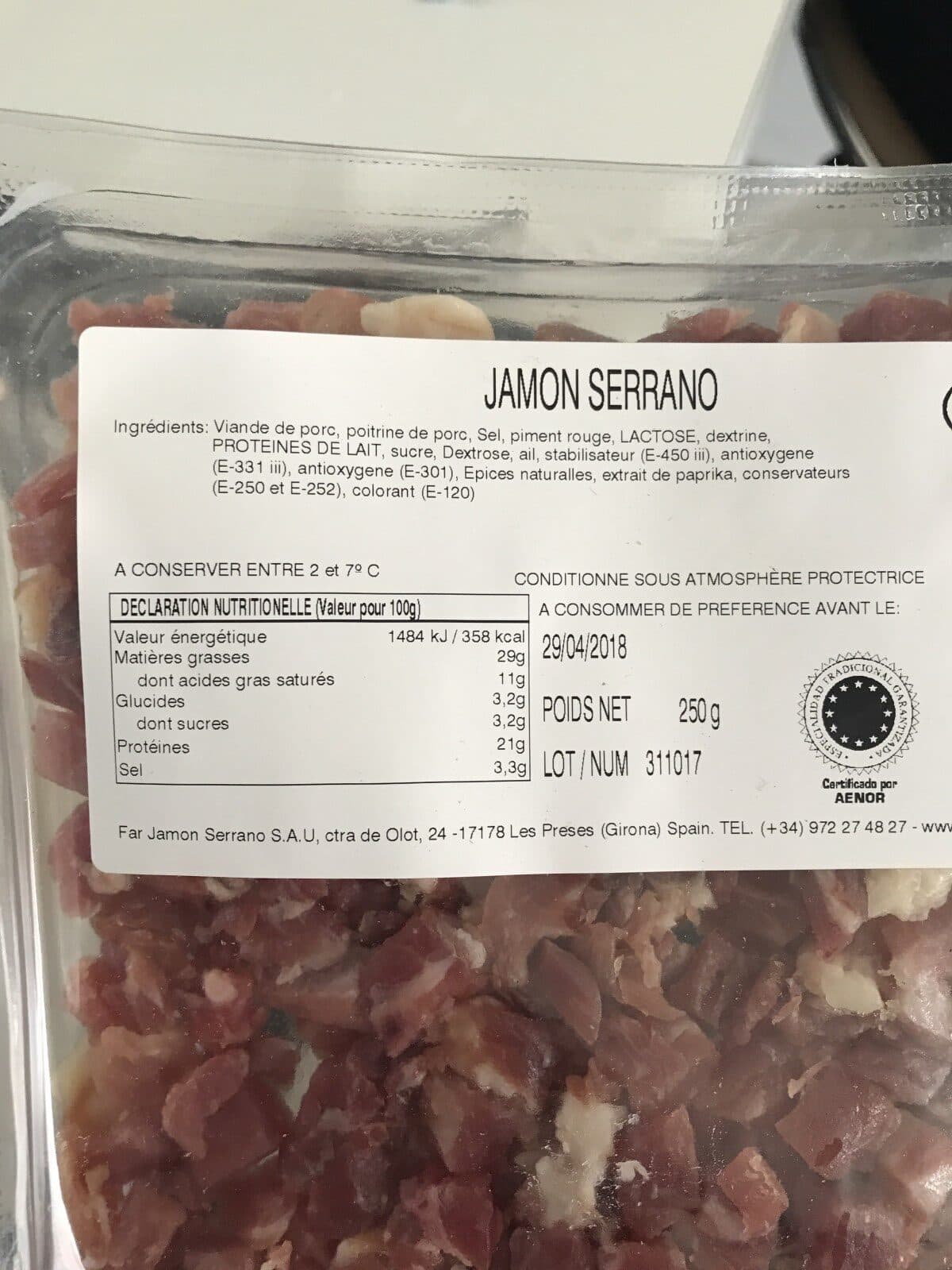 Open Food Facts Jambon serrano packshot