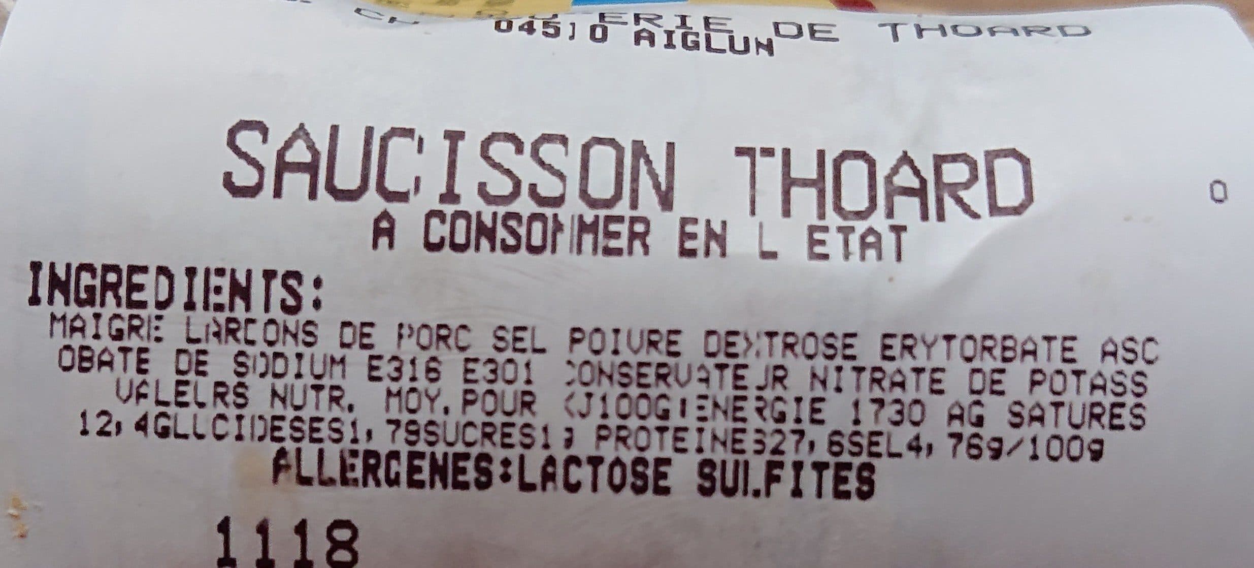 Open Food Facts Saucisson de thoard packshot