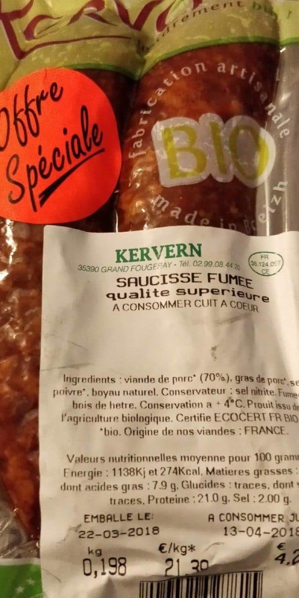 Open Food Facts Saucisse fumée packshot