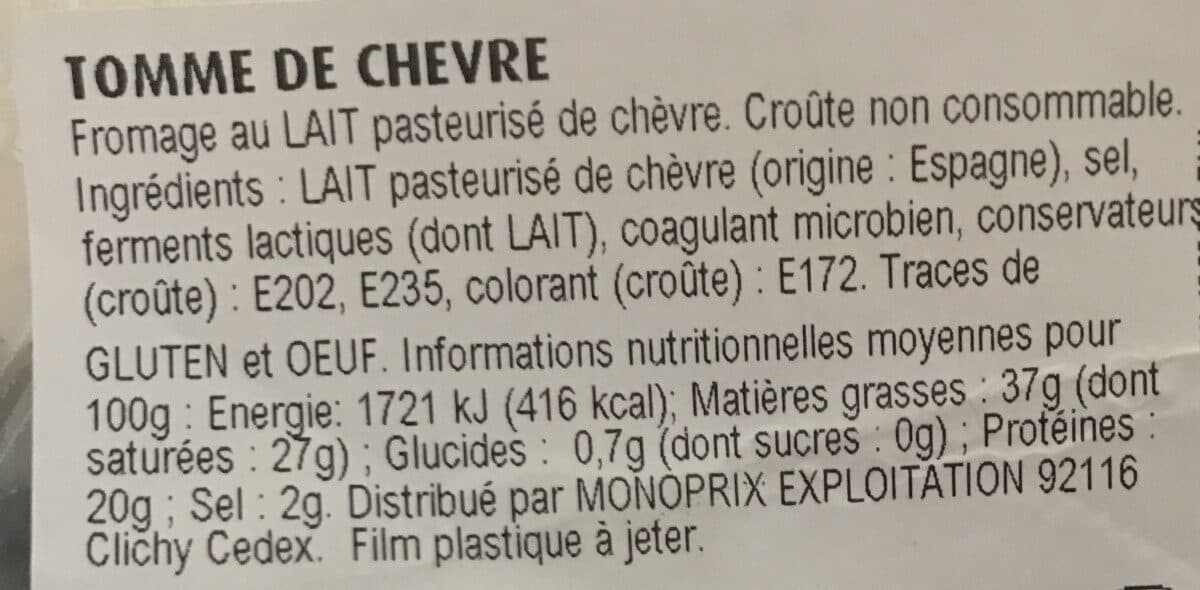 Monoprix Tomme de chevre packshot