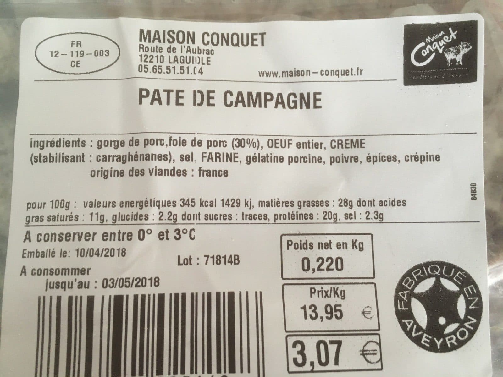 Open Food Facts Pâté de campagne packshot