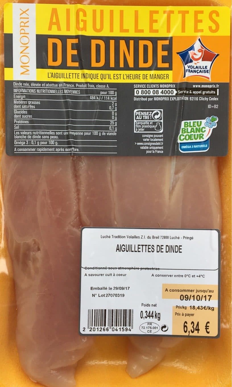 Monoprix Aiguillettes de dinde packshot
