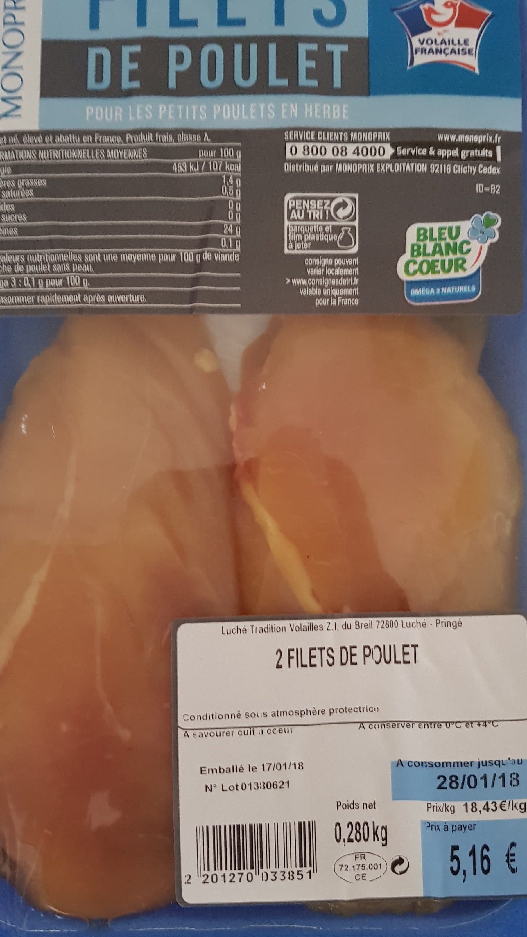 Monoprix Filet de poulet packshot