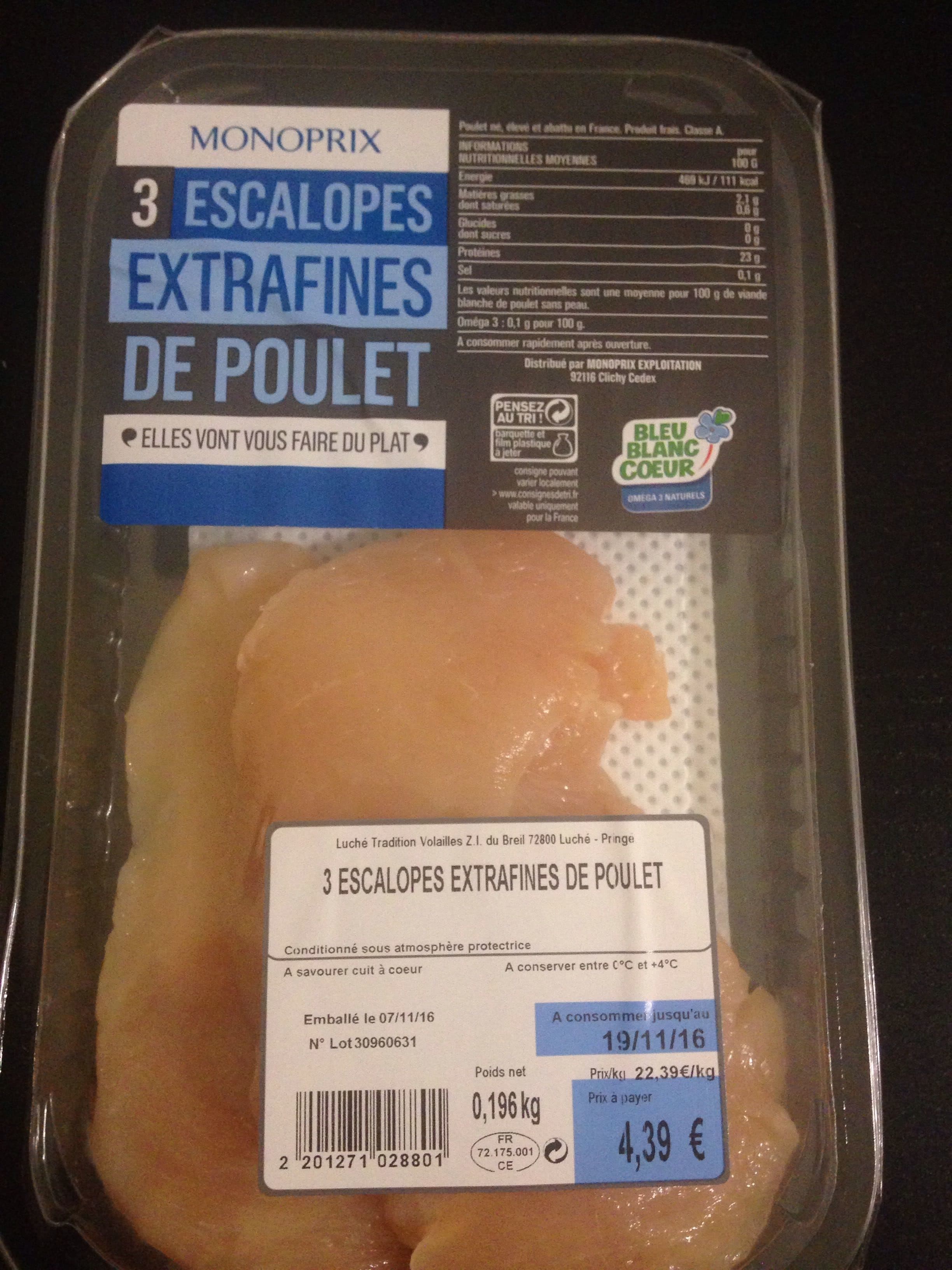 Monoprix Escalopes de poulet fines packshot