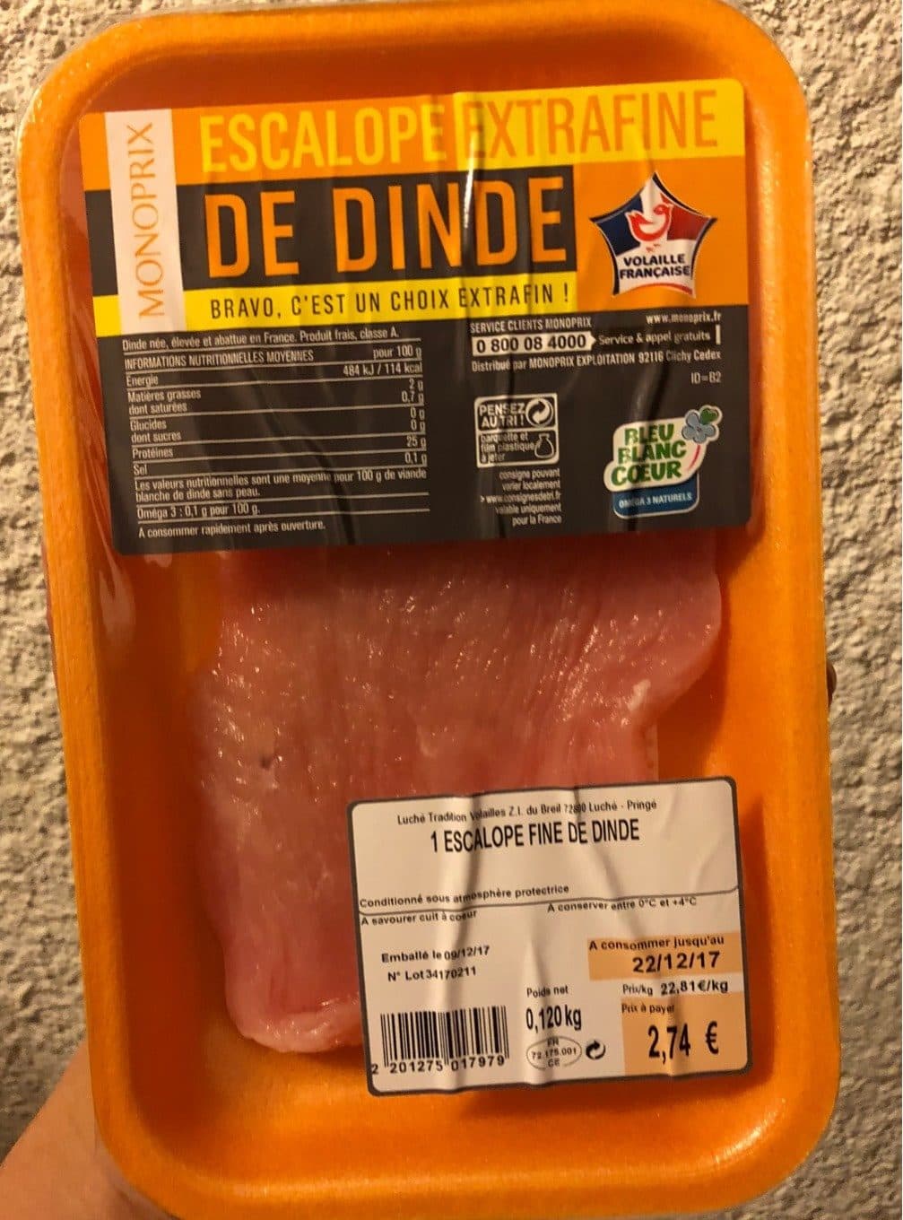 Monoprix Escalope extra fine de dinde packshot