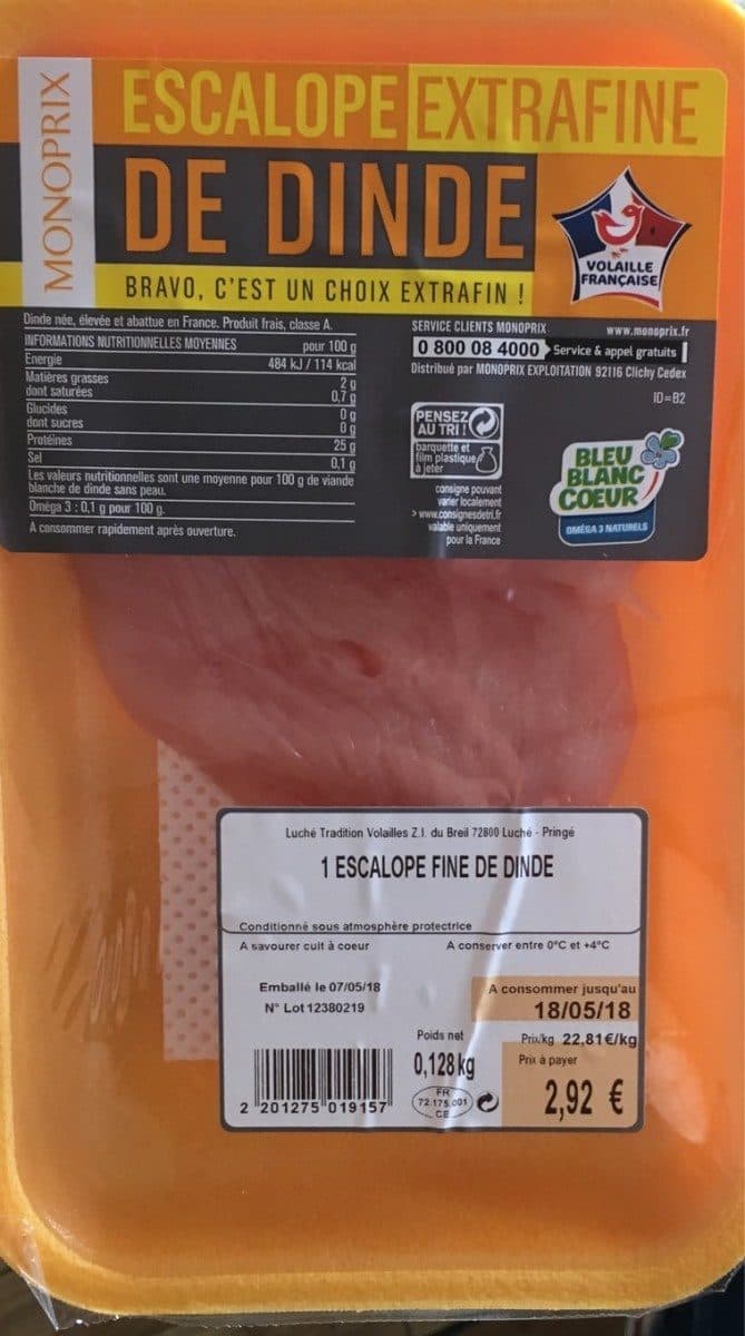 Monoprix Escalope fine de dinde packshot