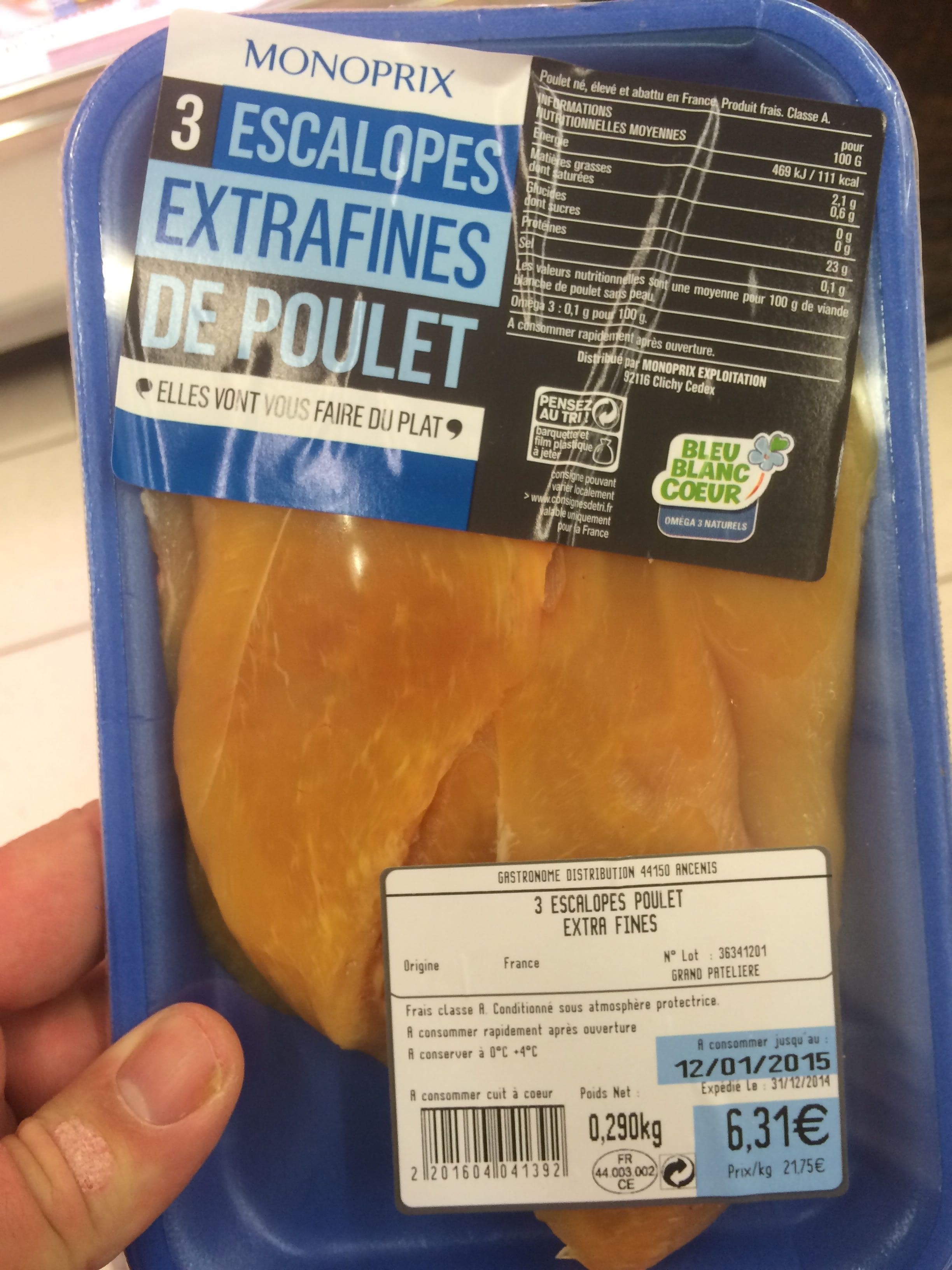 Monoprix Escalopes extrafines de poulet packshot