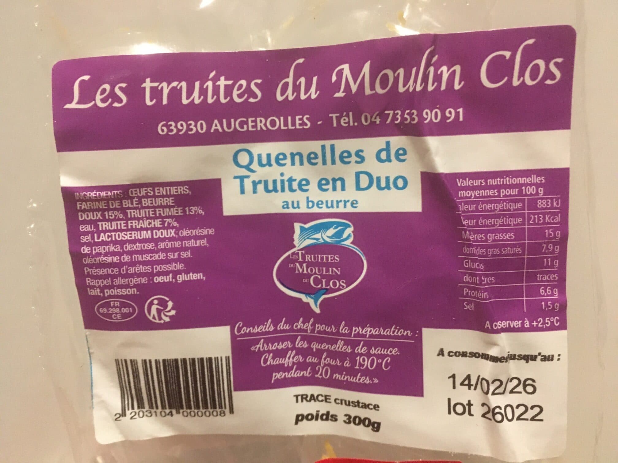 LES TRUITES DU MOULIN CLOS Quenelles de truite en duo packshot