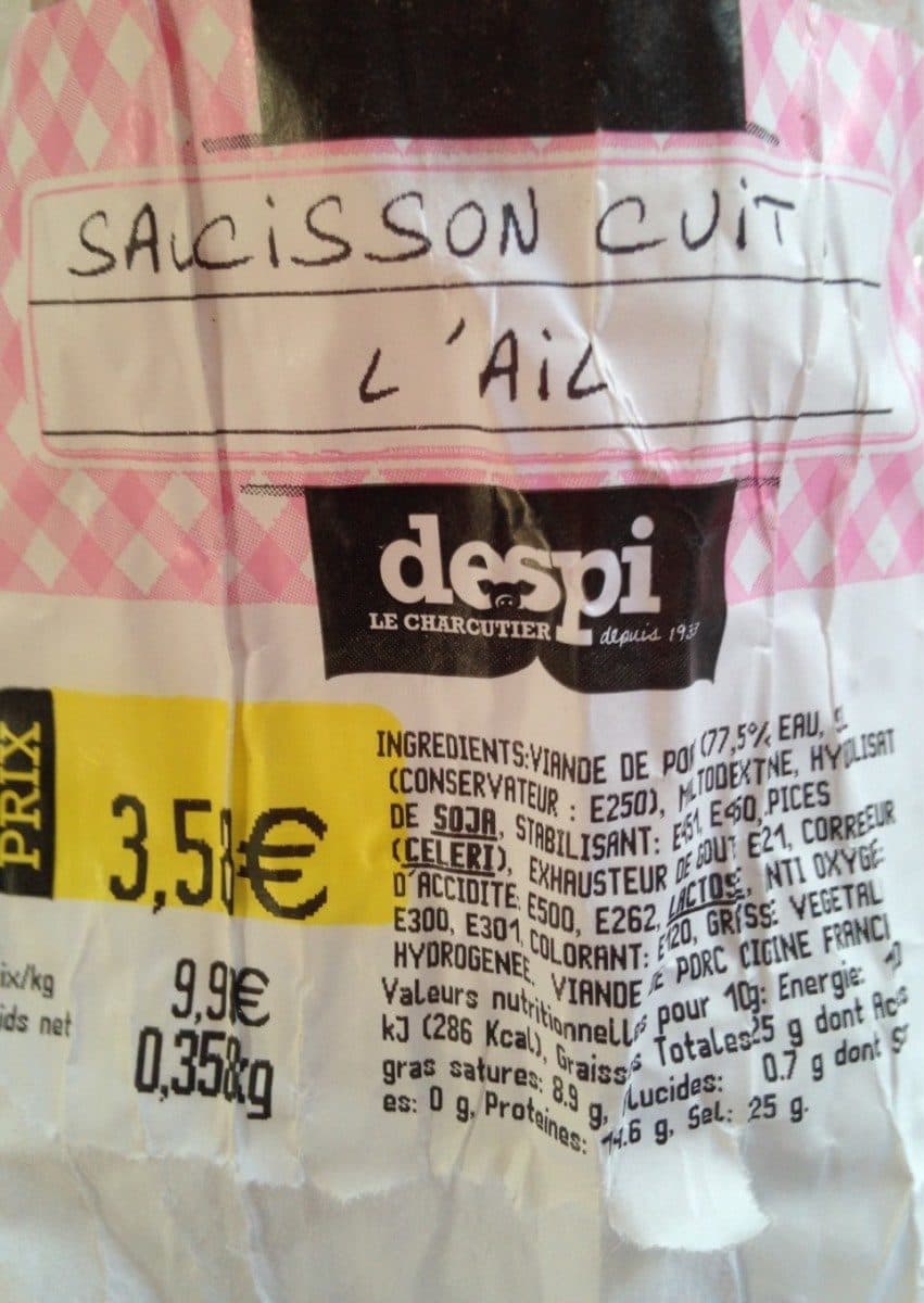 Open Food Facts Saucisson cuit à l'ail packshot