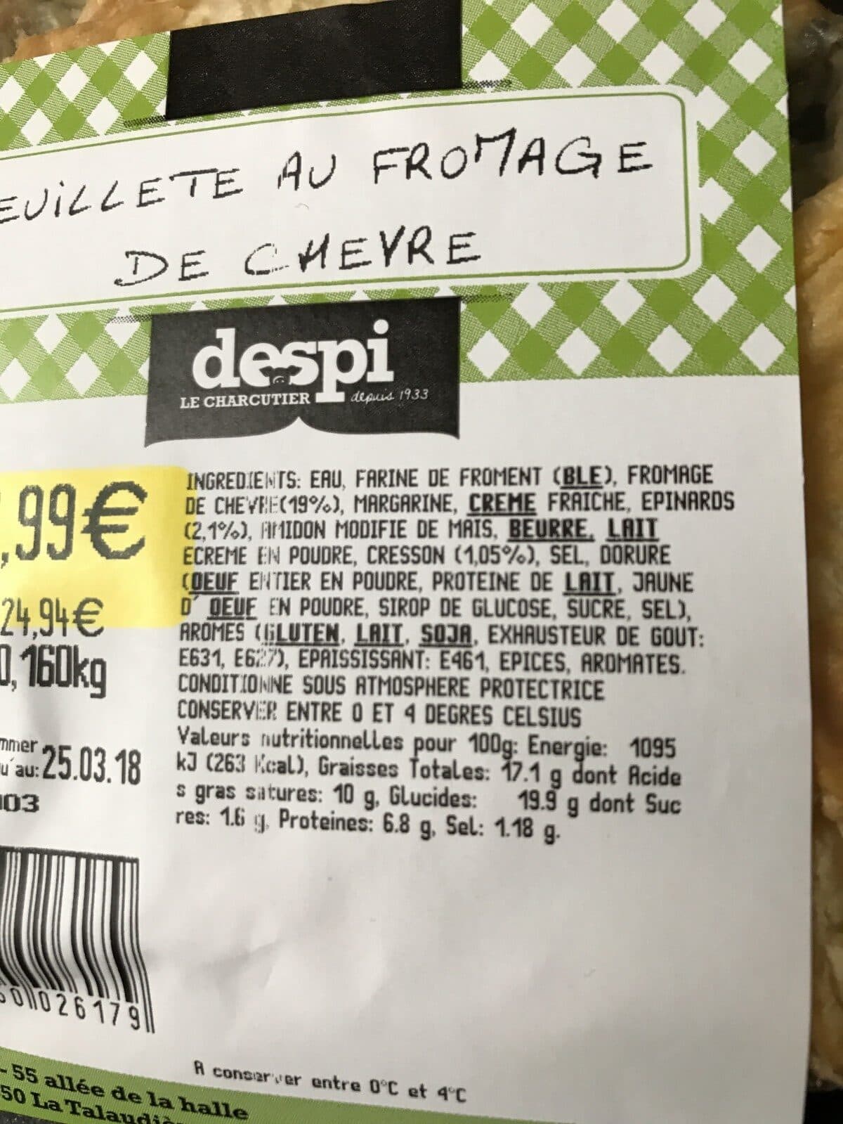 Open Food Facts Feuillete au fromage de chevre packshot