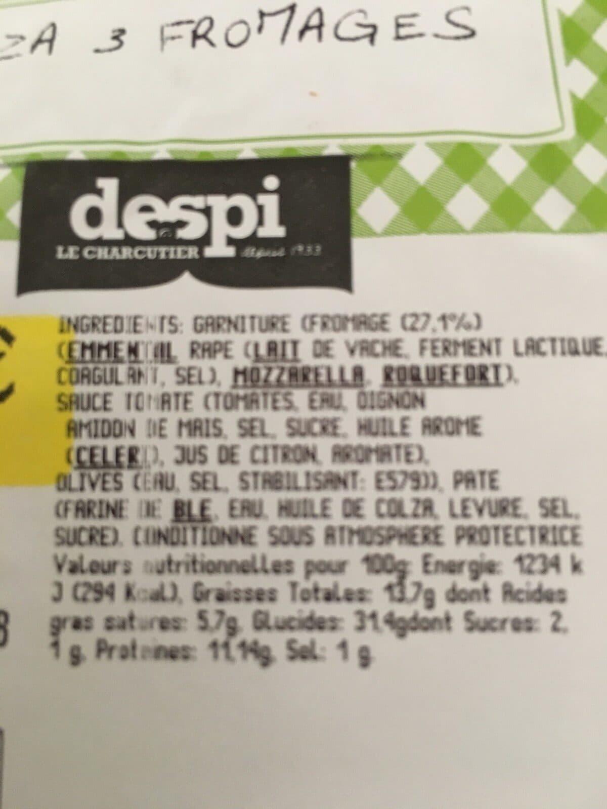 Open Food Facts Pizza 3 fromages packshot