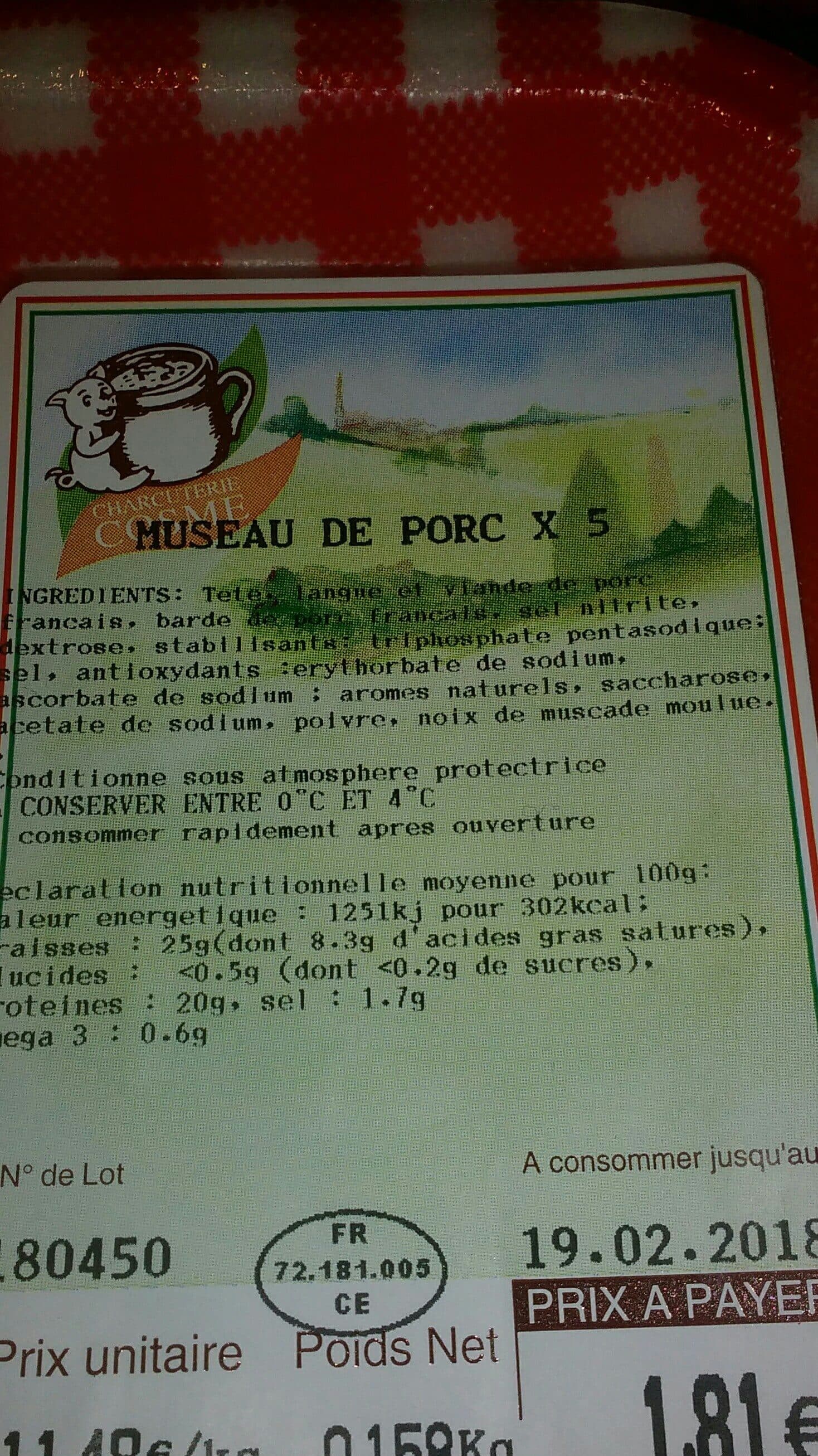 Charcuterie Cosme Museau de porc packshot