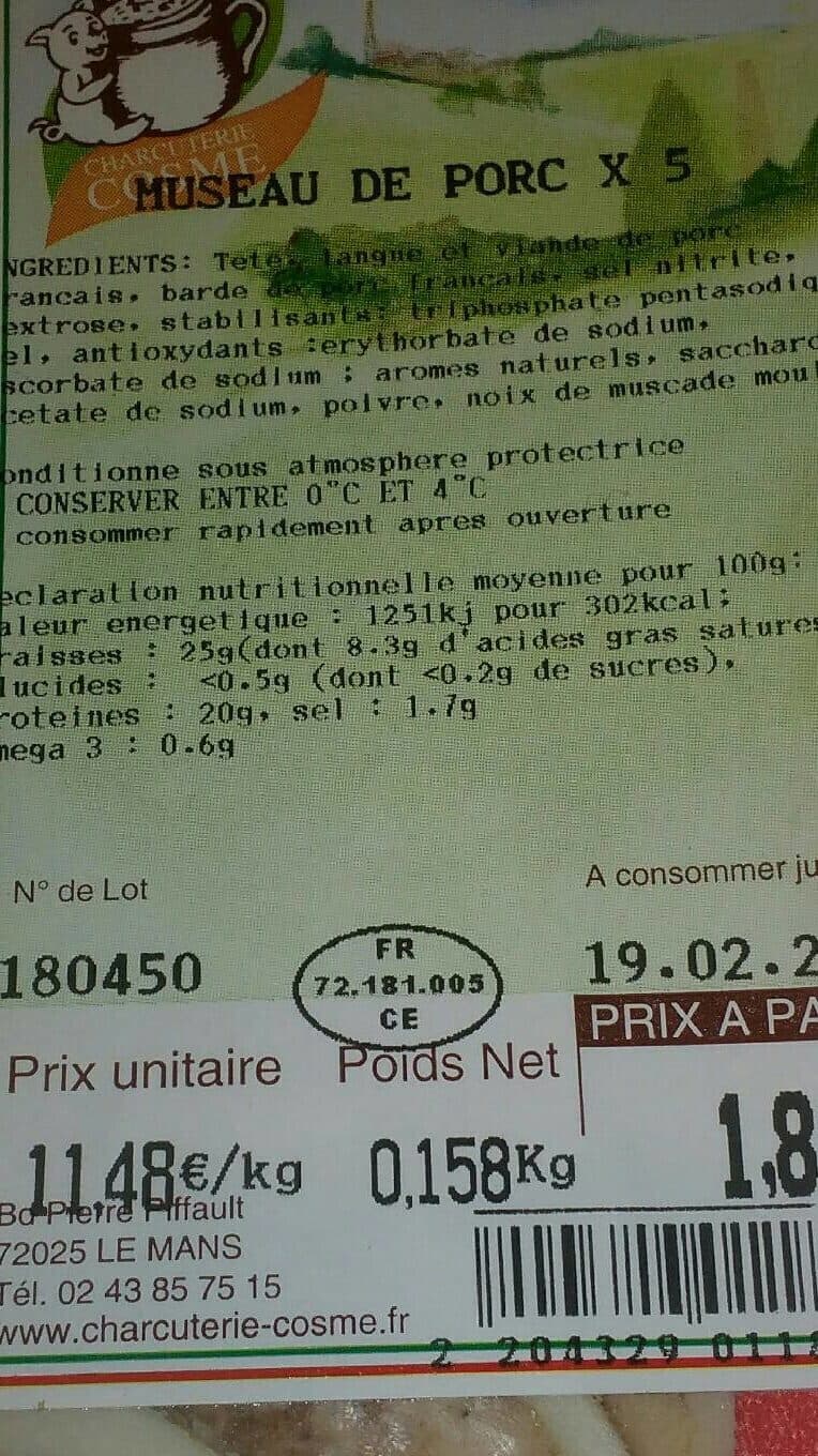 Charcuterie Cosme Museau de porc packshot