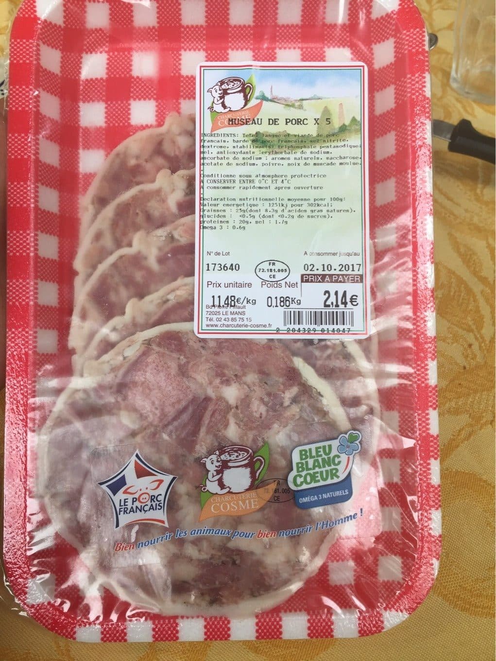 Charcuterie Cosme Museau de porc packshot