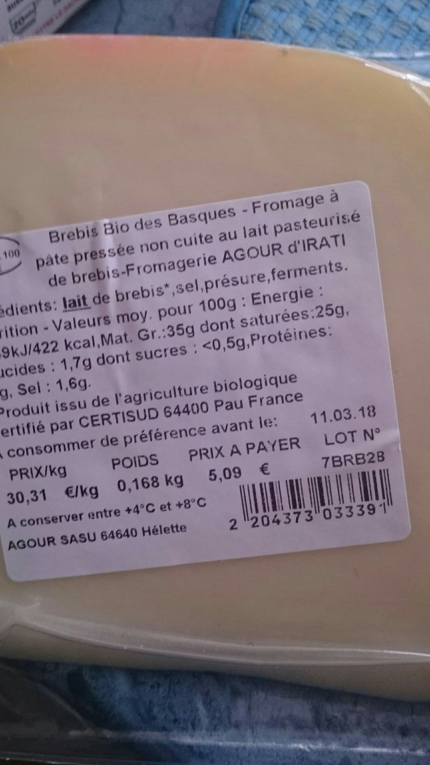 Agour Brebis des basques bio packshot