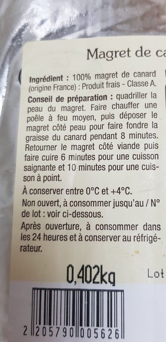 Open Food Facts Magret de canard packshot