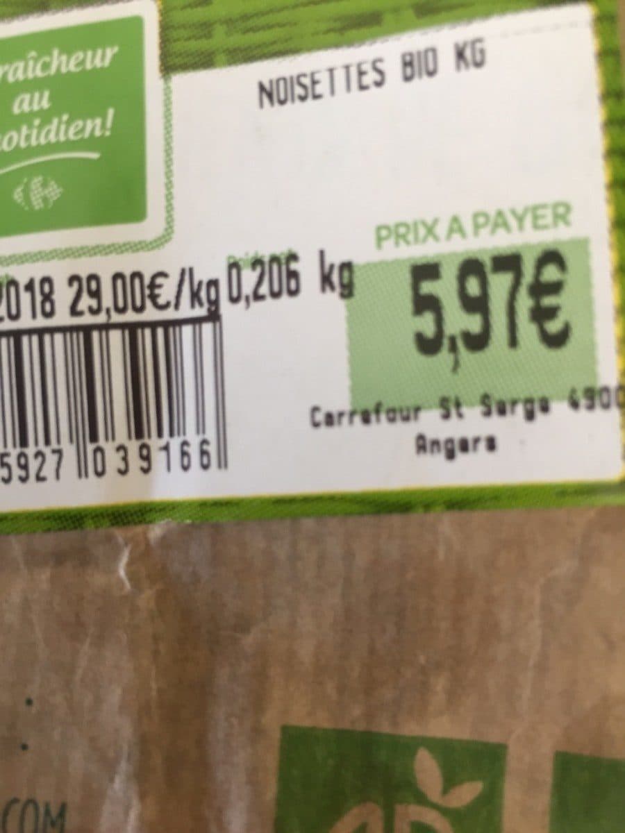 Open Food Facts Noisette 29 euros/kg packshot
