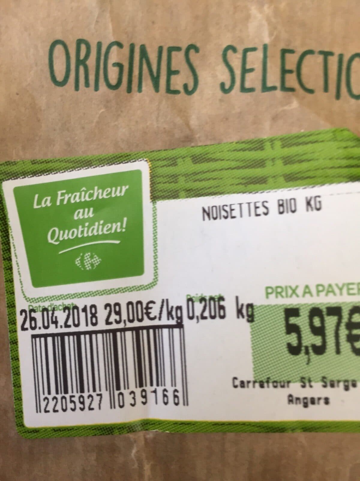 Open Food Facts Noisette 29 euros/kg packshot