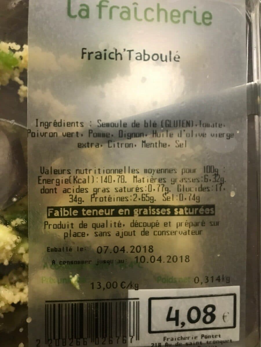 Open Food Facts Fraich'Taboulé packshot