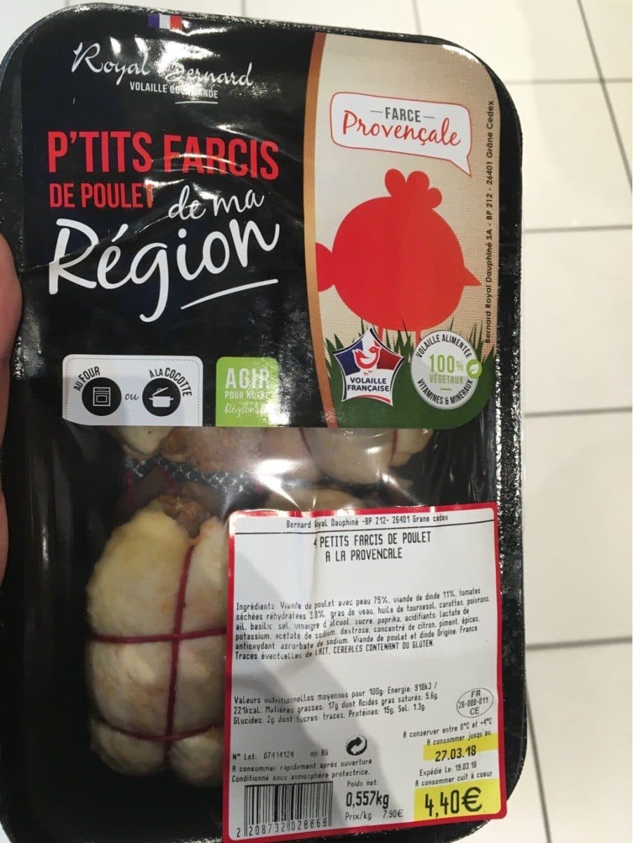 Open Food Facts P'tits farcis de poulet de ma region packshot