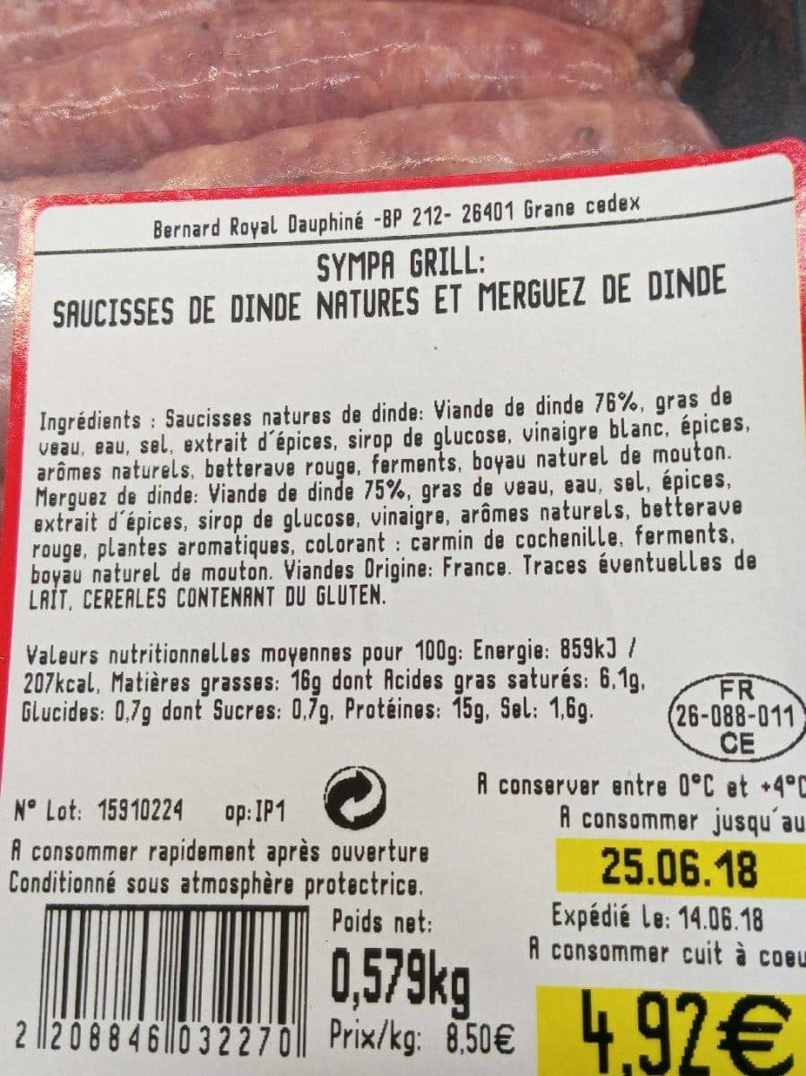 Open Food Facts Saucisses de dinde et merguez de dinde packshot