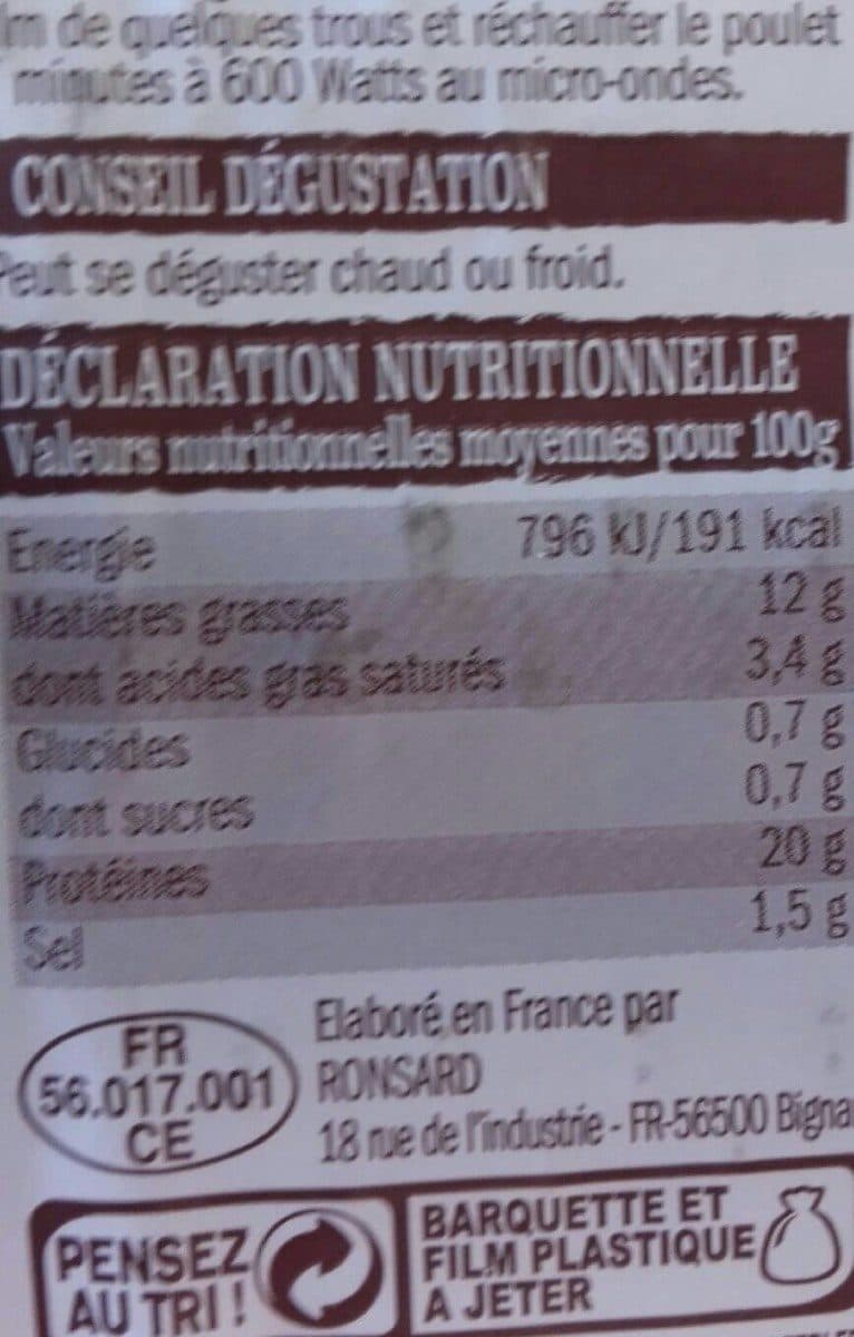 L'etal Du Volailler Poulet cuit packshot