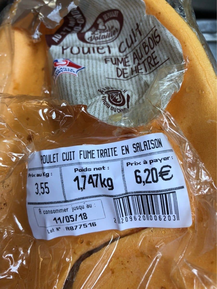 Open Food Facts Poulet cuit fumé au bois de hêtre packshot