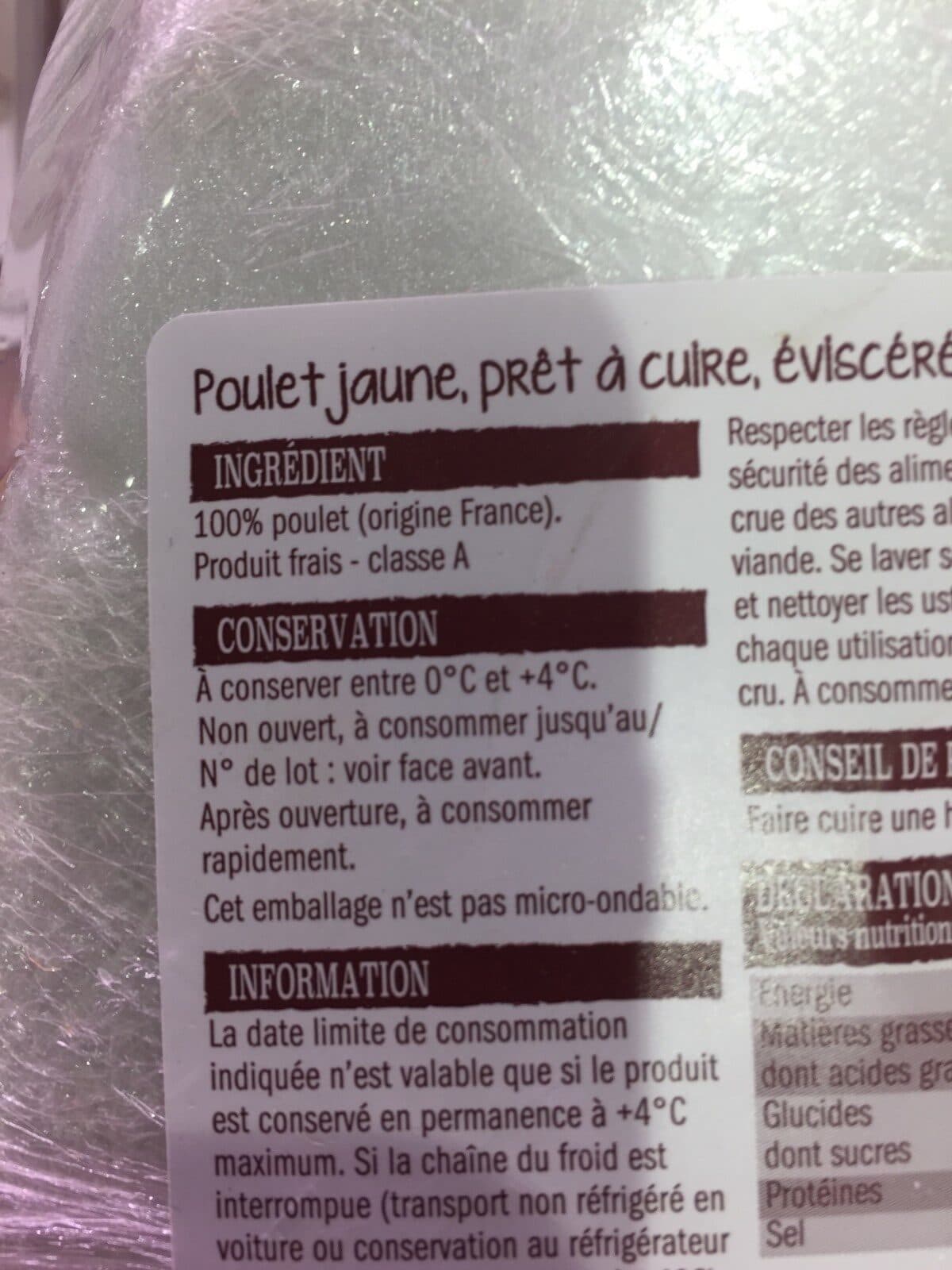 L'etal Du Volailler Poulet fermier jaune label rouge packshot