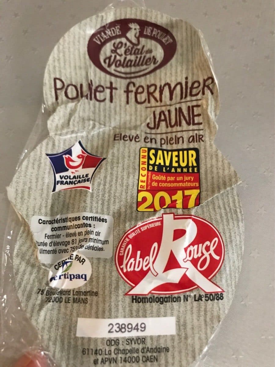 Open Food Facts Poulet fermier jaune packshot