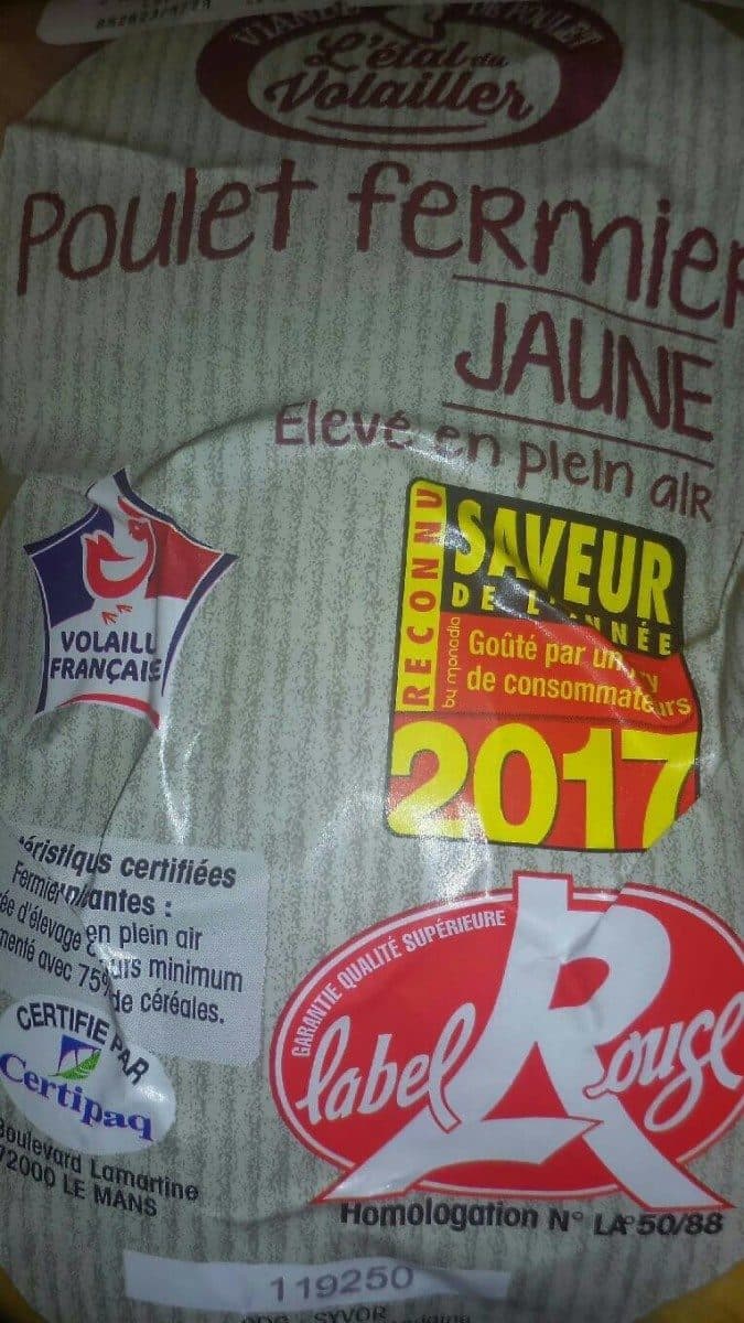 L'etal Du Volailler Poulet fermier jaune packshot