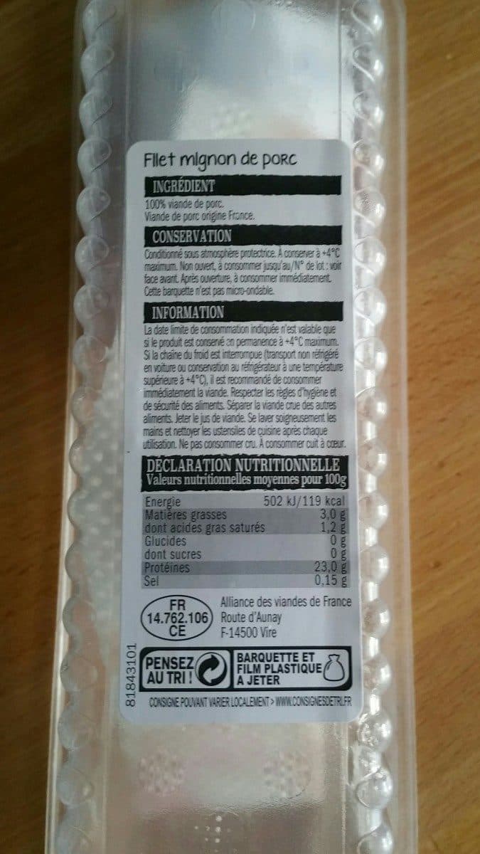 Open Food Facts Filet mignon de porc packshot