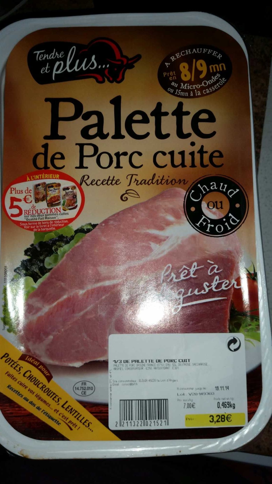 Tendre et plus Palette de porc cuite packshot