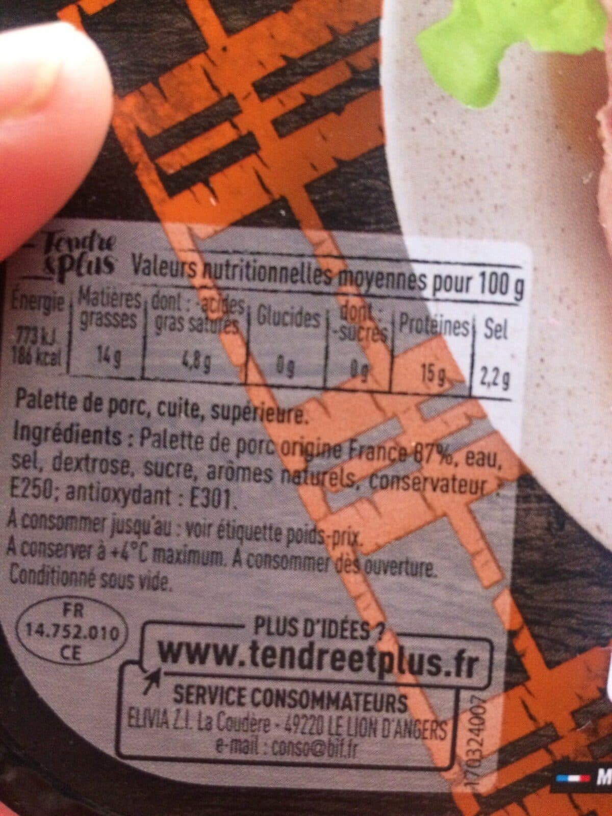Tendre & Plus Palette de porc cuite packshot
