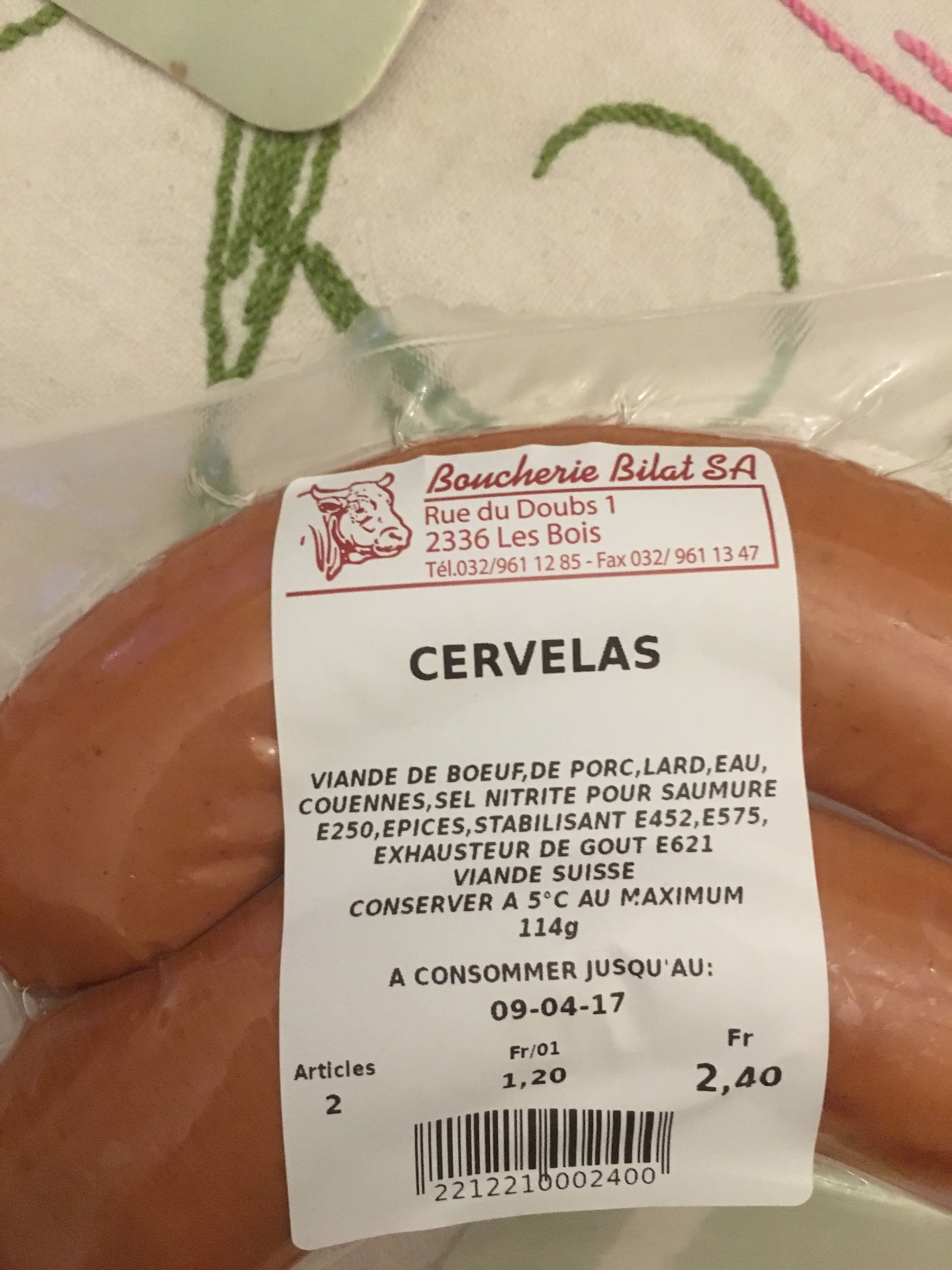 Boucherie Bilat Cervelas packshot