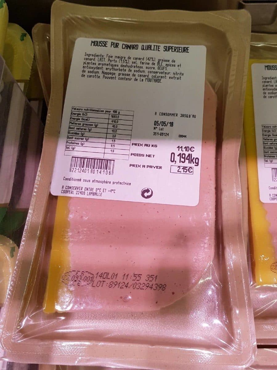 Open Food Facts Mousse pur canard qualité supérieure packshot