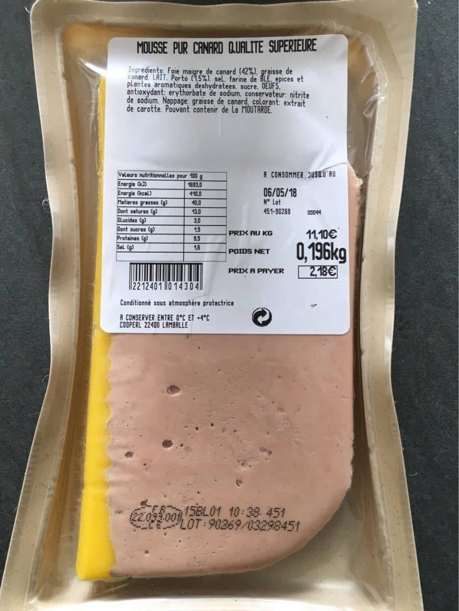 Open Food Facts Mousse pur canard qualite superieure packshot