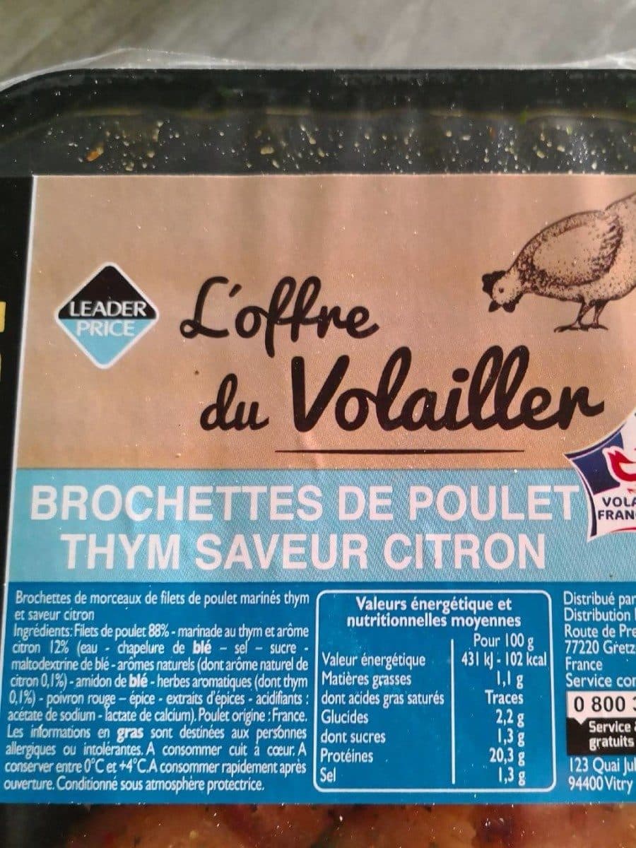 Leader Price Brochettes de poulet packshot