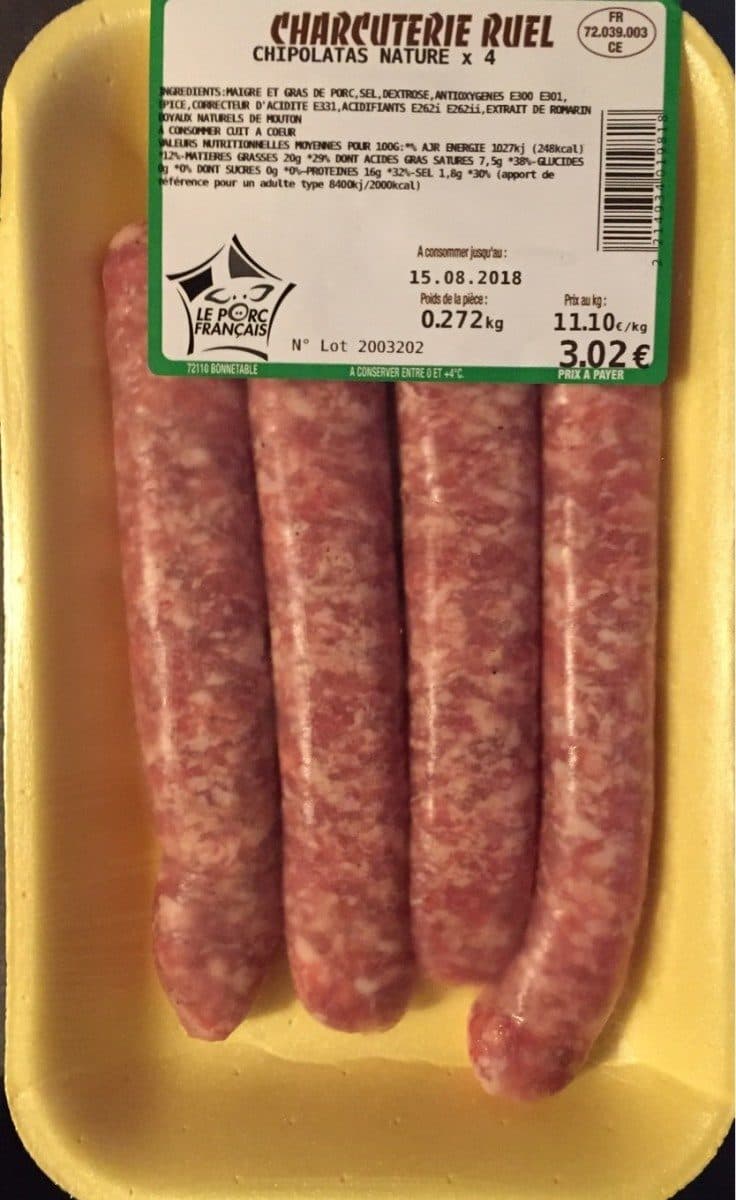 Open Food Facts Chipolatas nature x4 packshot