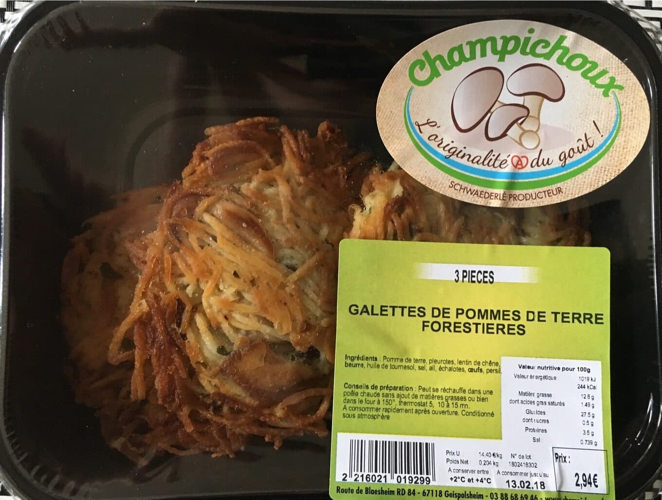 Champichoux Galettes de pommes de terre forestières packshot